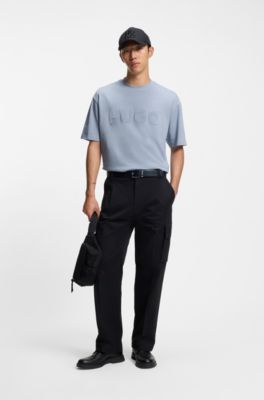 Oversized-fit cotton T-shirt with reflective logo, Purple