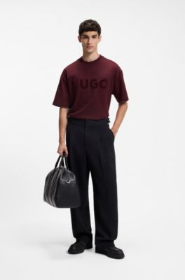 T-shirt Oversize en coton &agrave; logo r&eacute;fl&eacute;chissant, Rose fonc&eacute;