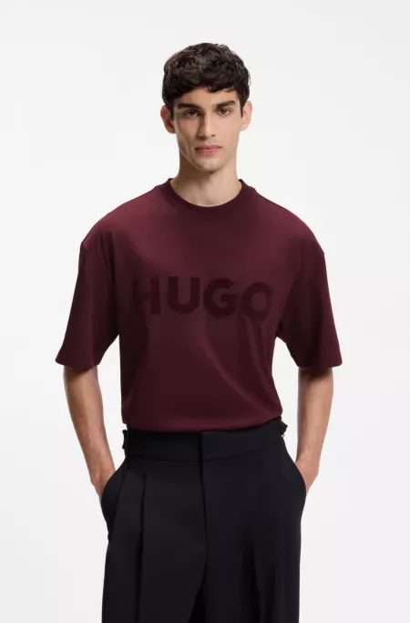 Oversized-fit cotton T-shirt with reflective logo