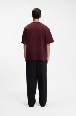 T-shirt Oversize en coton &agrave; logo r&eacute;fl&eacute;chissant, Rose fonc&eacute;