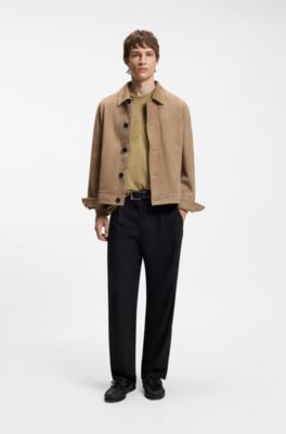 Oversized-fit cotton T-shirt with reflective logo, Beige