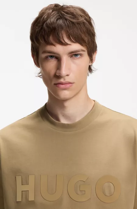 Cotton-jersey T-shirt with reflective logo