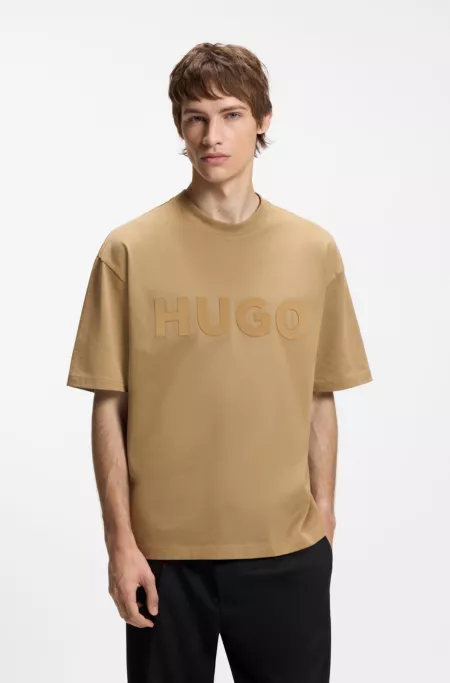Cotton-jersey T-shirt with reflective logo