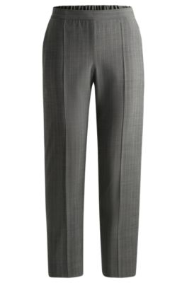 Hugo Boss Regular-fit Trousers In Striped Wool In Patterned