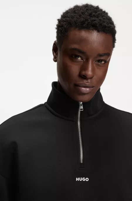 Relaxed-fit cotton sweatshirt with zipper neck
