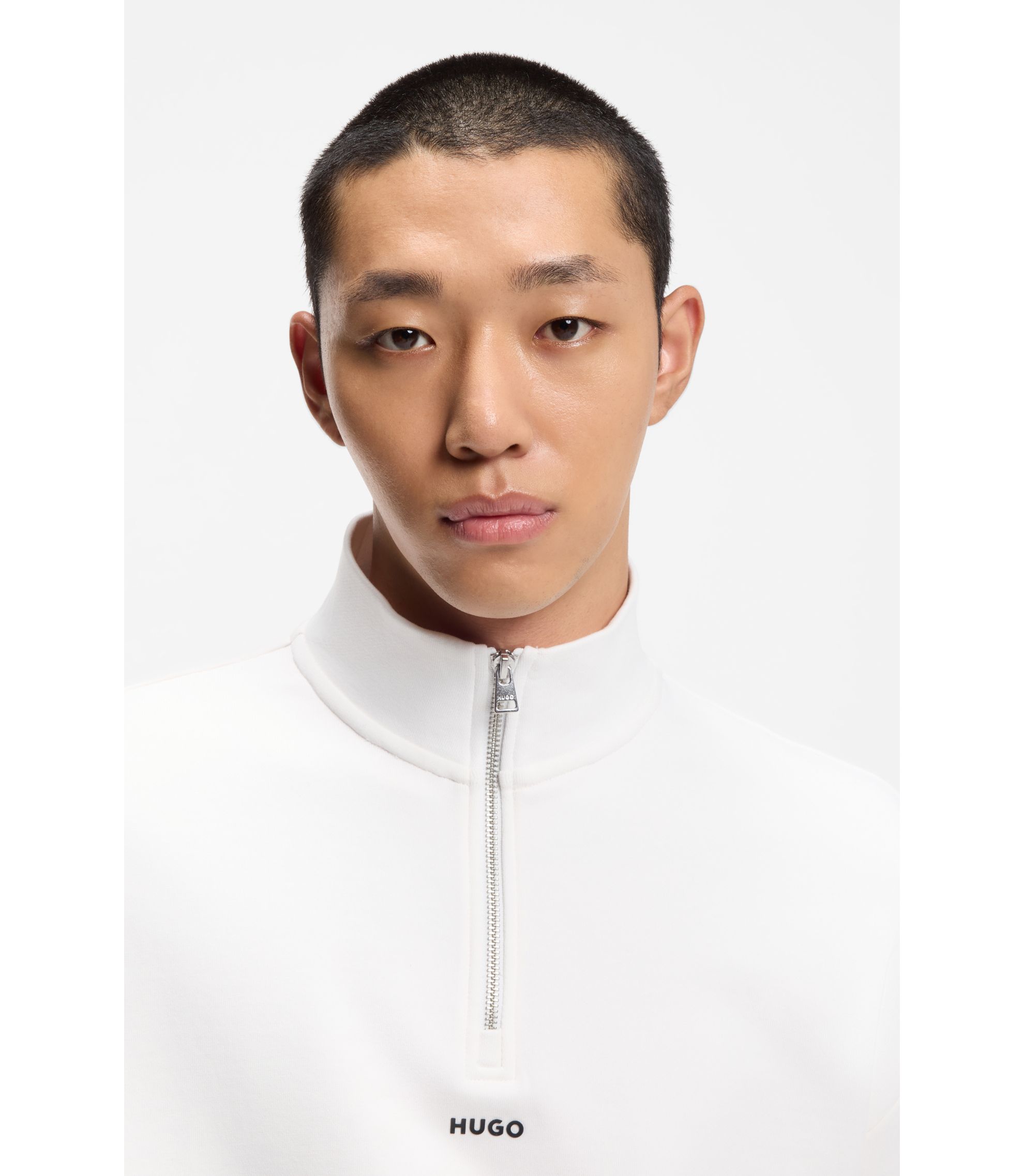 HUGO - Logo-print sweatshirt in cotton terry - White