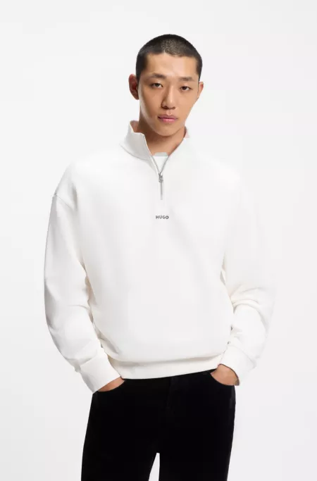 Relaxed-fit cotton sweatshirt with zipper neck