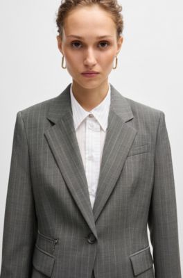 Chaqueta slim fit de lana virgen a rayas, Fantas&iacute;a