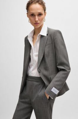 Chaqueta slim fit de lana virgen a rayas, Fantas&iacute;a