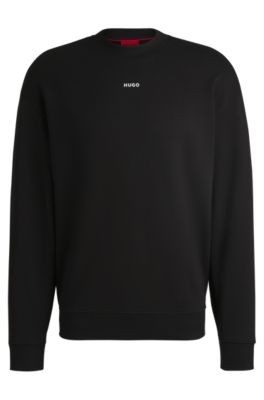 Sudadera relaxed fit en felpa de algod&oacute;n con detalle de logo, Negro