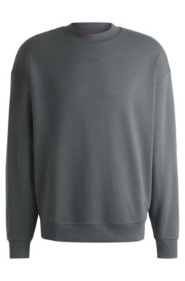 Sudadera relaxed fit en felpa de algod&oacute;n con detalle de logo, Gris claro