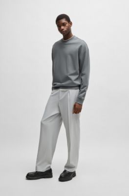 Sudadera relaxed fit en felpa de algod&oacute;n con detalle de logo, Gris claro