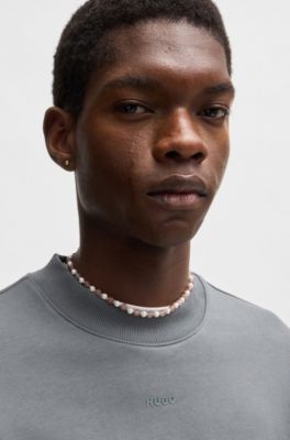 Sudadera relaxed fit en felpa de algod&oacute;n con detalle de logo, Gris claro