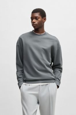 Sudadera relaxed fit en felpa de algod&oacute;n con detalle de logo, Gris claro