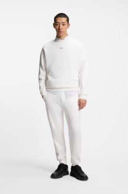 Sudadera relaxed fit en felpa de algod&oacute;n con detalle de logo, Blanco