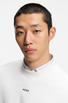 Sudadera relaxed fit en felpa de algod&oacute;n con detalle de logo, Blanco