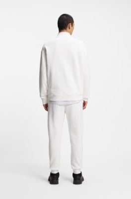 Sudadera relaxed fit en felpa de algod&oacute;n con detalle de logo, Blanco
