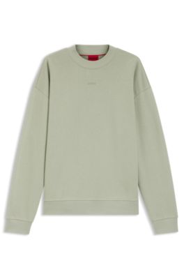 Relaxed-fit sweatshirt in cotton terry with logo detail, Light Green