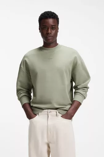 Relaxed-fit sweatshirt in cotton terry with logo detail, Light Green