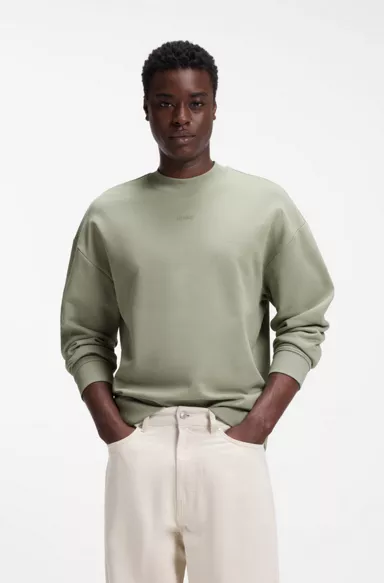 Relaxed-fit sweatshirt in cotton terry with logo detail, Light Green