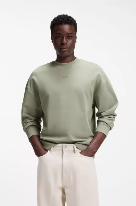 Relaxed-fit sweatshirt in cotton terry with logo detail, Light Green
