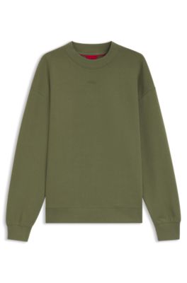 Sweat Relaxed en molleton de coton avec logo, Chaux