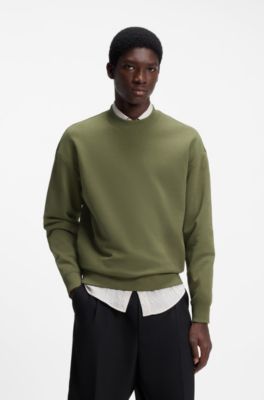 Sweat Relaxed en molleton de coton avec logo, Chaux