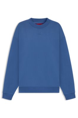 Sudadera relaxed fit en felpa de algod&oacute;n con detalle de logo, Azul