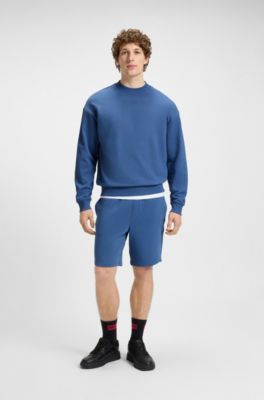 Sudadera relaxed fit en felpa de algod&oacute;n con detalle de logo, Azul