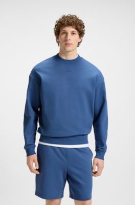 Relaxed-fit sweatshirt in cotton terry with logo detail, Blue