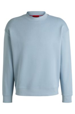 Relaxed-fit sweatshirt in cotton terry with logo detail, Light Blue