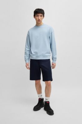 Relaxed-fit sweatshirt in cotton terry with logo detail, Light Blue