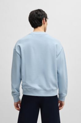 Relaxed-fit sweatshirt in cotton terry with logo detail, Light Blue