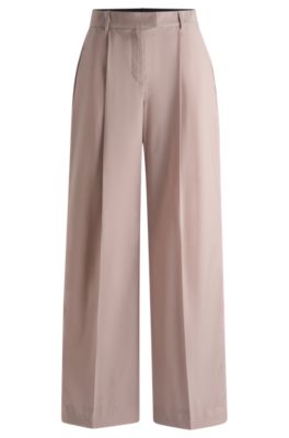 Hugo Boss Naomi X Boss Regular-fit Trousers In Natural-stretch Wool In Light Pink