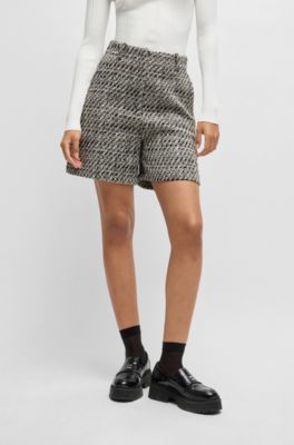 HUGO - High-waisted shorts in patterned bouclé - Patterned