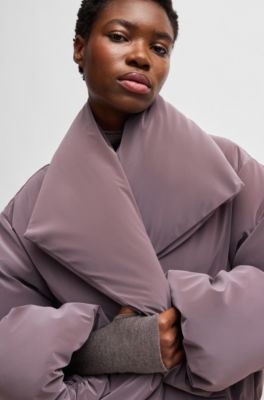 NAOMI x BOSS cropped down jacket velvet-touch fabric