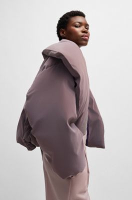 NAOMI x BOSS cropped down jacket velvet-touch fabric