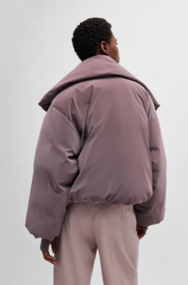 BOSS - NAOMI x BOSS cropped down jacket in velvet-touch fabric