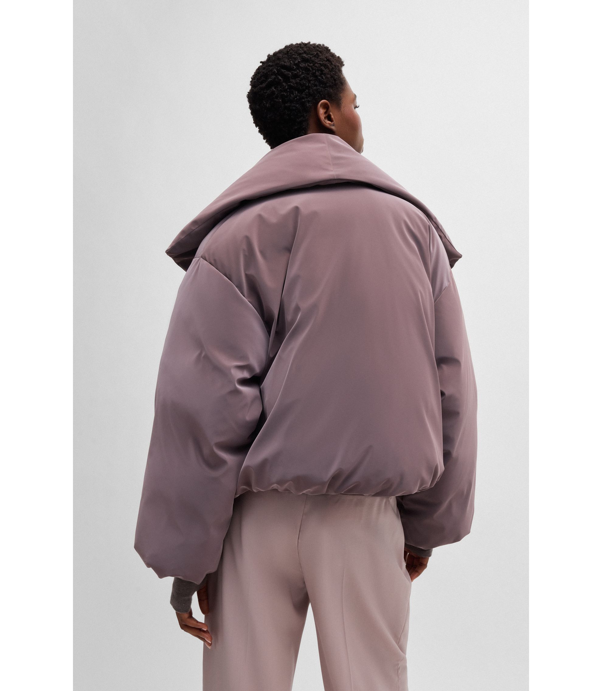 BOSS - NAOMI x BOSS cropped down jacket in velvet-touch fabric