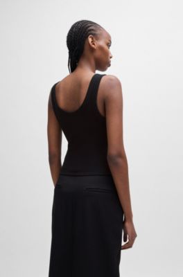 Camiseta de tirantes HUGO&nbsp;x&nbsp;Les Benjamins de algod&oacute;n el&aacute;stico con estampado de cisnes, Negro