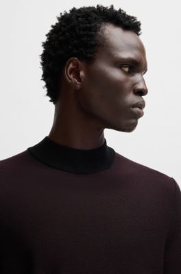 Silk regular-fit sweater with knitted structure, Black