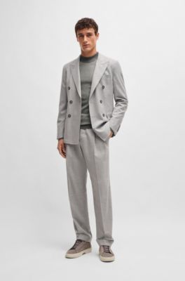 Silk regular-fit sweater with knitted structure, Grey