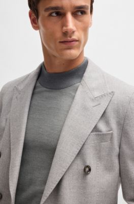 Silk regular-fit sweater with knitted structure, Grey