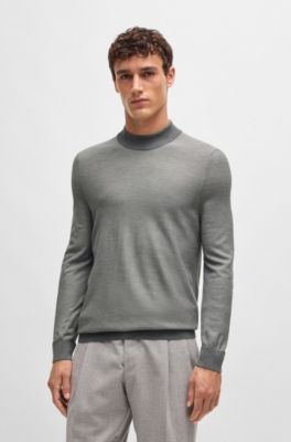 Silk regular-fit sweater with knitted structure, Grey