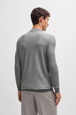 Silk regular-fit sweater with knitted structure, Grey