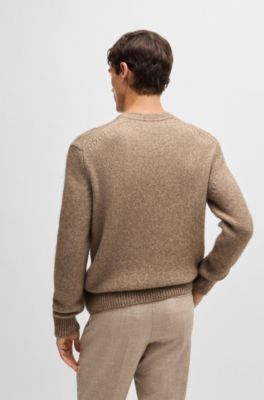 Relaxed-fit sweater in wool, silk and bison hair, Beige