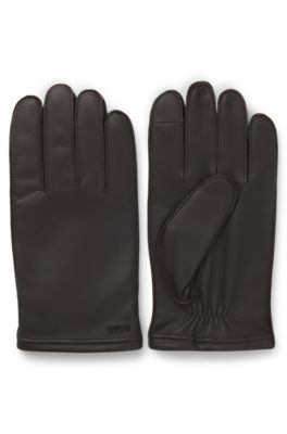 Wool-lined gloves in leather, Dark Brown