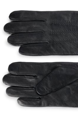Logo-lettering gloves leather