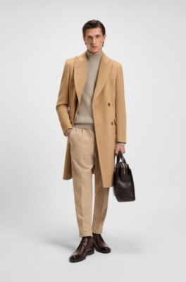 Mock-neck sweater in cotton and virgin wool, Light Beige