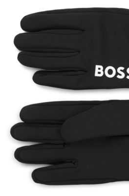 Gants de course adapt&eacute;s aux &eacute;crans tactiles avec logos imprim&eacute;s, Noir